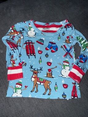 Hatley Baby Blue Holiday Reindeer & Snowman Long Sleeve Shirt